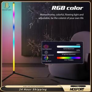 【HOSPORT】 RGB Corner Floor Lamp with Music Sync Smart Modern Floor Lamp App & Remote Control for Bedroom Living Room Gaming Room