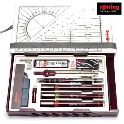 rOtring Isograph Technical Drawing Pen Set - Master College Set with Compass and Adaptor for Architecture and Engineering Student School