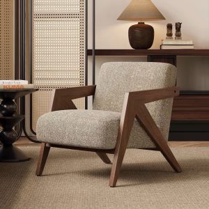 Single Sofa Chair French Medieval Style Solid Wood Sofa Living Room Balcony Leisure Chair