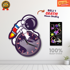 COD Grosir jam dinding Beli 1 GRATIS 1 hiasan dinding/jam dinding anak Tema Astronot/jam dinding anak karakter/jam dinding anak aesthetic