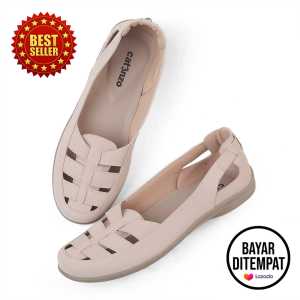 Catenzo | Sepatu Flat Wanita Krem KS 810 | Sepatu Wanita Style Kekinian Terbaru Bandung