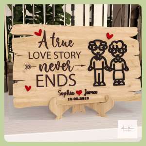 Personalized 3D Layered Shelf Sign Gift for Couples on Valentines Anniversaries Birthdays and Special Moments