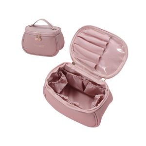 JUSTODO Travel Toiletry Bag Waterproof Multiple Compartment Wide Opening Makeup Bag PU Leather