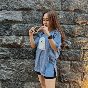TShirt Oversize Crop Top Sablon Bahan Cotton 24s Belah samping