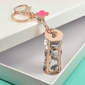 韩国水晶钥匙扣幸运四叶草车圆柱节节高钥匙链女挂件七夕礼品精致Korean crystal key chain lucky four leaf clover car cylinder high key chain women pendant Qixi gift exquisite