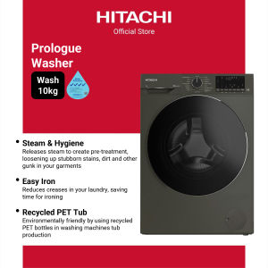 Hitachi Front Load Steam & Hygiene Front Load Washer 10kg BD-100YFVEM *estimated delivery early Oct