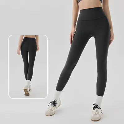 【Hoppe Fumeng】Womens sports and fitness seamless high waist and hip lifting solid color yoga pants