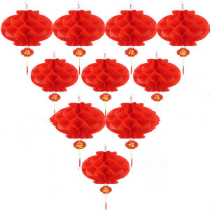 10pcs Chinese Lanterns Hanging Chinese Red Paper Lanterns Festival Decorations for New Year Spring Festival Wedding and Restaurant