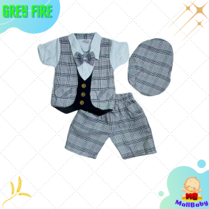 Tuxedo Bayi 0 1 2 Tahun Setelan Baju Anak Bayi Laki Laki Pesta Kondangan Jas Rompi Formal Dasi Topi Miguel
