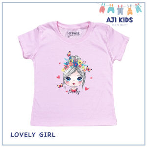 AJI Manila Girls Pastel Colored Graphic Tee with "Lovely Girl" Print