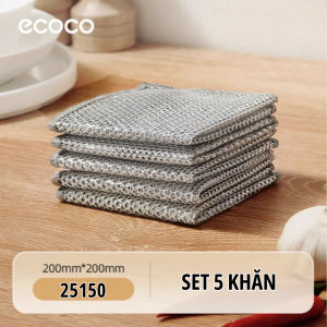 Set khăn lưới rửa bát kim loại ECOCO 2 lớp siêu sạch Khăn lưới bạc rửa chén dĩaxoong nồi nhà bếp chống bám dầu đa năng