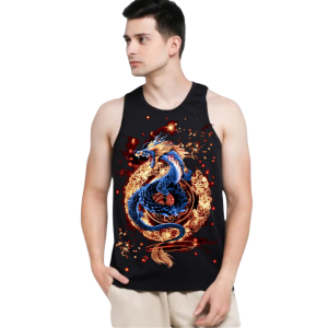 Kaos dalam singlet pria dewasa tanpa lengan - MOTIF NAGA BIRU - By. Visell Collection389...