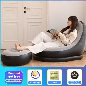 Zeen Sofa Bed Single Inflatable Sofa With Pump Lazy Inflatable Thickened PVC Lounger Seat Sofa Camping Portable Lazy Man Tatami Bean Bag Sofa