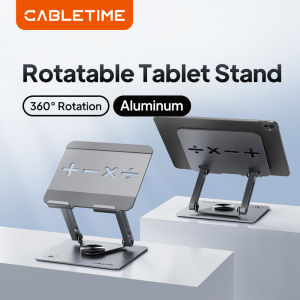 CABLETIME 360° Rotation Tablet Stand for iPad Adjustable Aluminum Foldable Desktop Stand Holder For Ipad Pro/Air/Mini Switch2 12026
