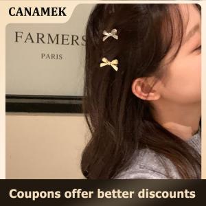 【 CANAMEK 】 2Pcs Sweet Metal Bow Hairpin Fashion Personality Small Hair Clip For Women Girls Sweet Cool Broken Hair Clip Hair Accessories