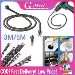 ⭐【LazTop Seller】3/5m Long Compression Coil Spring Toilets Bathroom Kitchen Electric Drill Drain Cleaner Extension Spring with Connector Electric-Drill-Spring