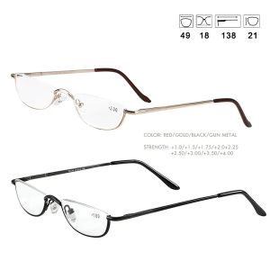 Meeshow 2pairs Stainless Steel Reading Glasses Woman men Half Rim Moon Glasses slim reader +1.25 +1.75 +2.25 +3.5 T0340