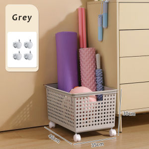 Justliving 1 giỏ đựng đồ thảm yoga Xe đẩy Giỏ đựng đồ gia dụng cho con lăn xốp vợt cầu lông và hơn thế nữa-Kệ lưu trữ đồ chơi di động cho trẻ em-Giải pháp giáo dục sớm và bảng bận tự làm