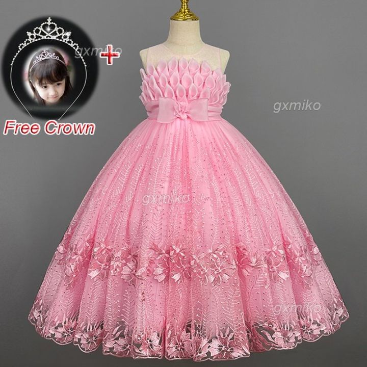 38Wedding Dress for Kids Girl 7 Years Old Flower Girls Dress Teens Terno  for Girls 3 4 5 6 7 8 9 10 11 12 Year Old Birthday Party Long Princess Gown  with Crown Headband | Lazada PH