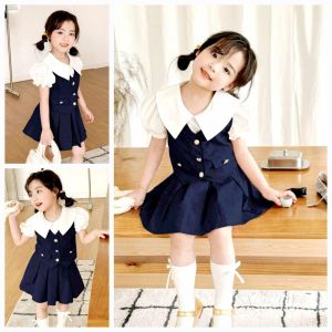 gabby 3 pcs / Set  White Ruffle Collar Blouse Vest and Pleated Skirt Set Terno Korean Fashion  - 3 pcs / set - ruffle collar blouse vest skirt -  best seller  - good quality  - premium quality  - trending set terno - 100 percent cotton - mall quality -