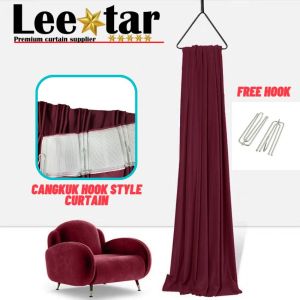 G7 Maroon HOOK Type Blackout Curtain | Thick and Beautiful Curtain for Window Sliding Door Living Room & Bedroom | Affordable Ready Made Langsir