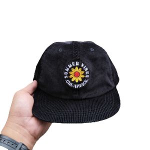 6 Panel Cap Corduroy - Summer Vibes BLACK