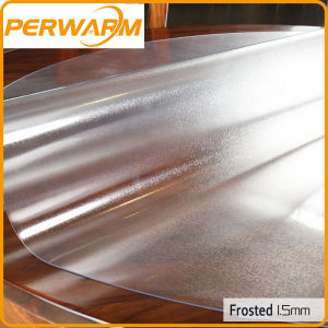(1.5mm Frosted Round)Thick Crystal Frosted Table Protector for Dining Room Table Plastic Protective Table Pad Kitchen Wood Grain Vinyl Tablecloth Cover