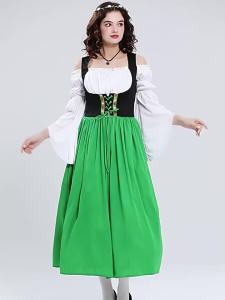 New Halloween Medieval Farm Maid Costume Foreign Trade Version Munich Beer Festival Long Dress Parent-Child Performance Outfit