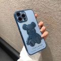 Ốp iphone Bearbrick 3D - Viền nổi bảo vệ Camera - Họa tiết gấu nổi - Ốp trong suốt viền tráng gương IP44. 