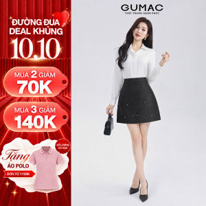 [MUA 2 GIẢM 70K] Chân Váy Nữ GUMAC Form A Đính Hạt Phối Nơ Trang Trí Có Lót Quần Thoải Mái Tự Tin Vận Động LVE1025 - LVG05047