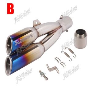 Universal 51mm Motorcycle Akrapovic Exhaust Modified Muffler DB Killer 2 Holes For Ninja 250 Ninja 400 Z900 GSXR600 MT03