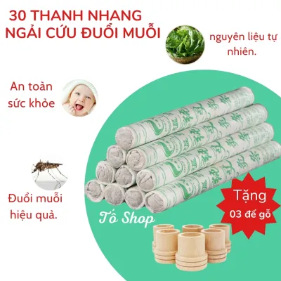 bộ 30 thanh nhang ngải cứu: xông nhà đuổi muỗi giúp bạn giảm stress ngủ ngon hơn mỗi ngày( tặng 3 đễ cắm gỗ )