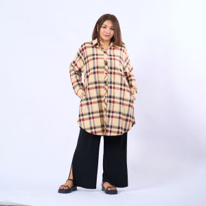 Hannah Kemeja Katun Berlin 5L Kotak Jumbo Size (N16) Katun