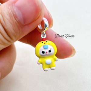 FLORA 0653C - [Có bán lẻ] Dây chuyền bạc S925 charm hình Baby Three hình gà màu vàng dành cho bé gái