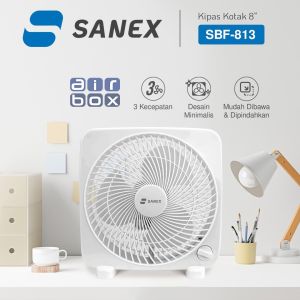 Sanex Air Box SBF 813 Kipas Kotak Minimalis 8 inch Low Watt Kipas Meja Estetik Warna Putih Hitam Ungu