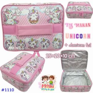 Lunch Bag Unicorn Kotak / Tas Makan Unicorn / Tas Bekal Anak Perempuan Motif Unicorn Pink