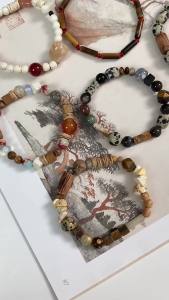 Original New Chinese Style   Pliable temperament   Natural Alashan Jade Bracelet diy Chinese Style Cultural Play Bracelet Hand Jewelry for Women