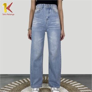 1K Celana Panjang Wanita Straight Jeans High Waist P541 Celana Denim Model Lurus HW Longgar Straight Cut Fashion
