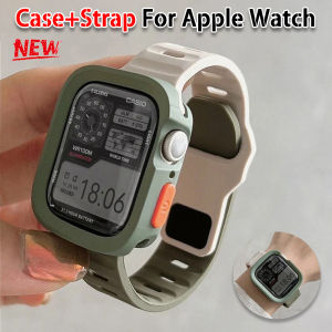 Case+Strap For Apple Watch Ultra 2 49mm 44mm 40mm 45mm 41mm Silicone watchband bracelet correa cover for iWatch series 8 9 7 6 SE 5 4