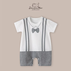 Cute Cartoon Pattern 0-18M Newborn Boys And Girls Elastic Soft Comfortable Cotton Button up jumpsuit