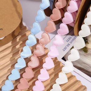 LUSIT Gift Box Wrap Love Ribbons Multicolor Party Wedding Decoration Heart Satin Ribbon Romantic Solid Color Heart Embossed Ribbon Bouquet