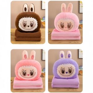 Chăn gối văn phòng bộ chăn gối văn phòng gối kèm chăn văn phòng chăn gối văn phòng hình labubu - Happy Home 4U