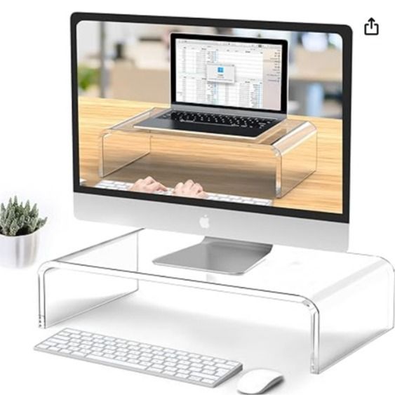 Acrylic transparent laptop stand, desktop acrylic monitor stand Laptop ...