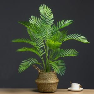 YTRYTWE Tropical Plants Artificial Palm Leaves Branches Large Green Artificial Fern Creative 12/18 Forks Fake Palm Leaves Wedding