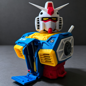 RX-78-2 Gundam Bust Desk Organizer & Pen Holder 3D Printed Classic Anime Mecha Desktop Pencil Cup with Shoulder & Waist Drawers Coin Bank & Hobby Knife Stand for Desk Office Students & Fans