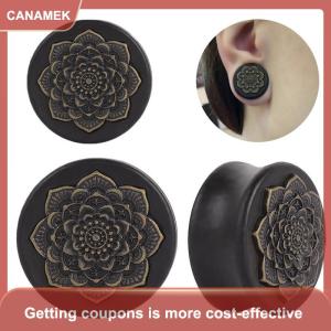 【CANAMEK 】 Flower Wood Ear Plugs Flesh Tunnels Gauges Organic Double Flared Saddle