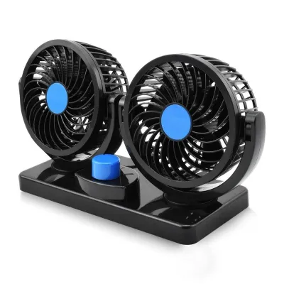 12V Dual Head Car Auto Cooling Air Fan 360 Degree Rotation Powerful Quiet 2 Speed