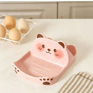 Cartoon Bear Pot Lid Rack Kitchen Storage Rack Space Saving Pan Cover Stand Storage Shelf Countertop Multifunctional Kitchen Accessories