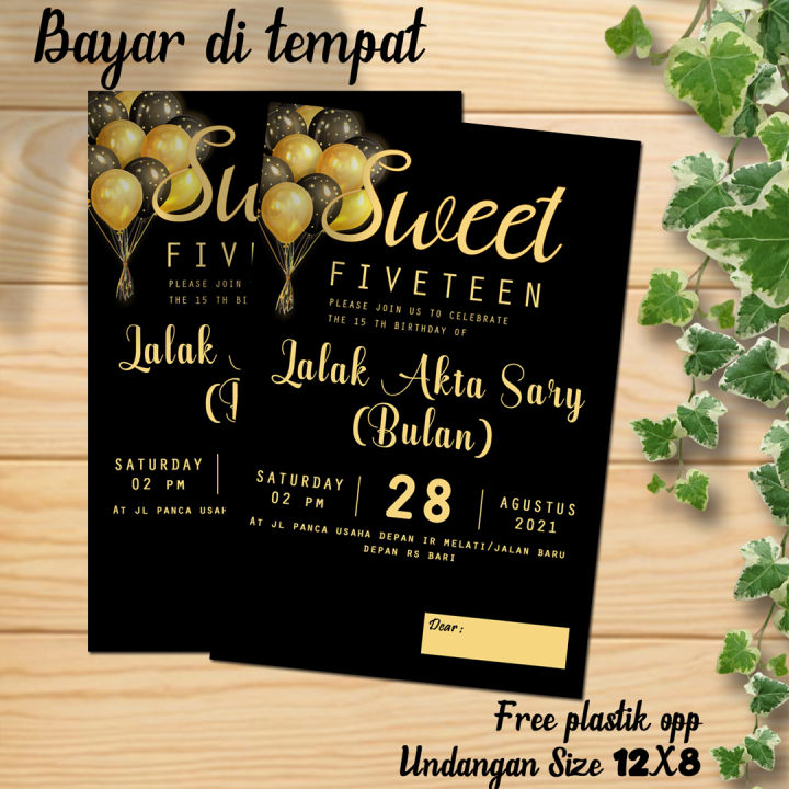 Kartu Undangan Ulang Tahun Dewasa Ukuran 12 x 8 cm Free Plastik Opp