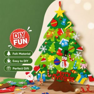 Felt Christmas Tree Wall Hanging Detachable Ornament DIY Craft Kit Kids Handmade Xmas Party Decor Gift Toy Set